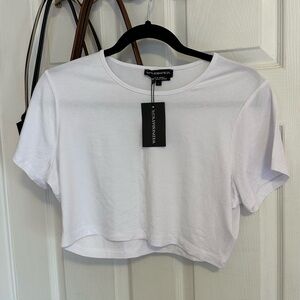 Wednesday’s Girl white crop top